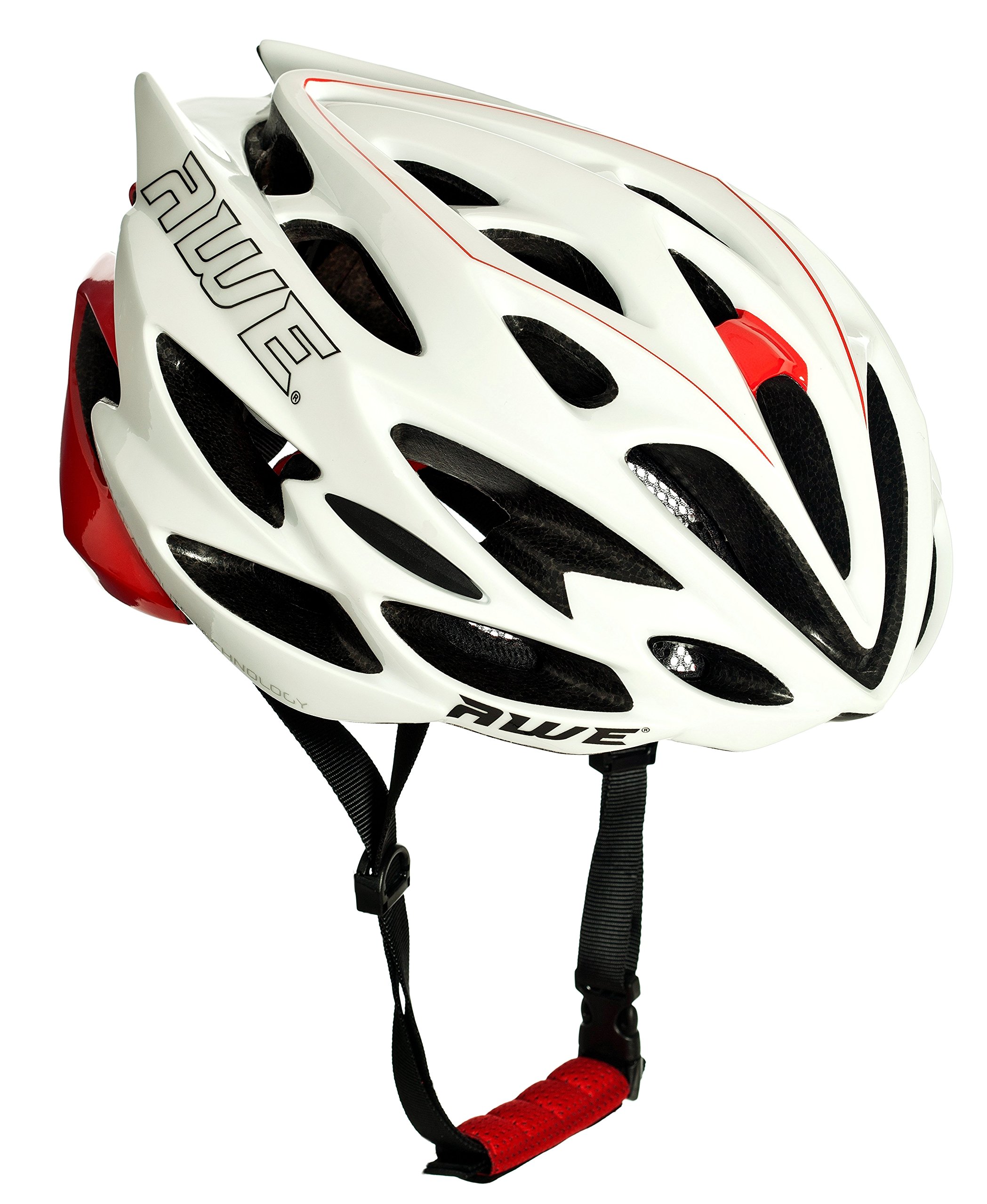 AWE® AWESpeed™ In Mould Adult E-Bike/Bike Road Racing Helmet 55-58cm White/Red *FREE 5 YEAR CRASH REPLACEMENT*