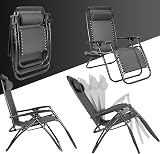 Aspect Zero Gravity Chairs Set of 2 Sun Loungers Folding with Cup Holder Black view 5