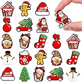 FYSUIMU Christmas Silicone Focal Beads Xmas Tree Santa Claus Gingerbread Snowman Gnome Mixed Loose Rubber Beads for Winter Holiday DIY Crafts Pen Keychain Making Accessories, 12Pcs