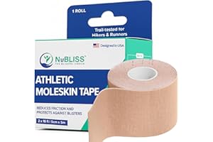Nubliss Moleskin for Blisters – Adhesive Mole Skin Tape Roll for Blister Prevention & Care, Foot Protection – Reliable Moleskin Padding for Shoes, Running, Hiking – Feet Protectors