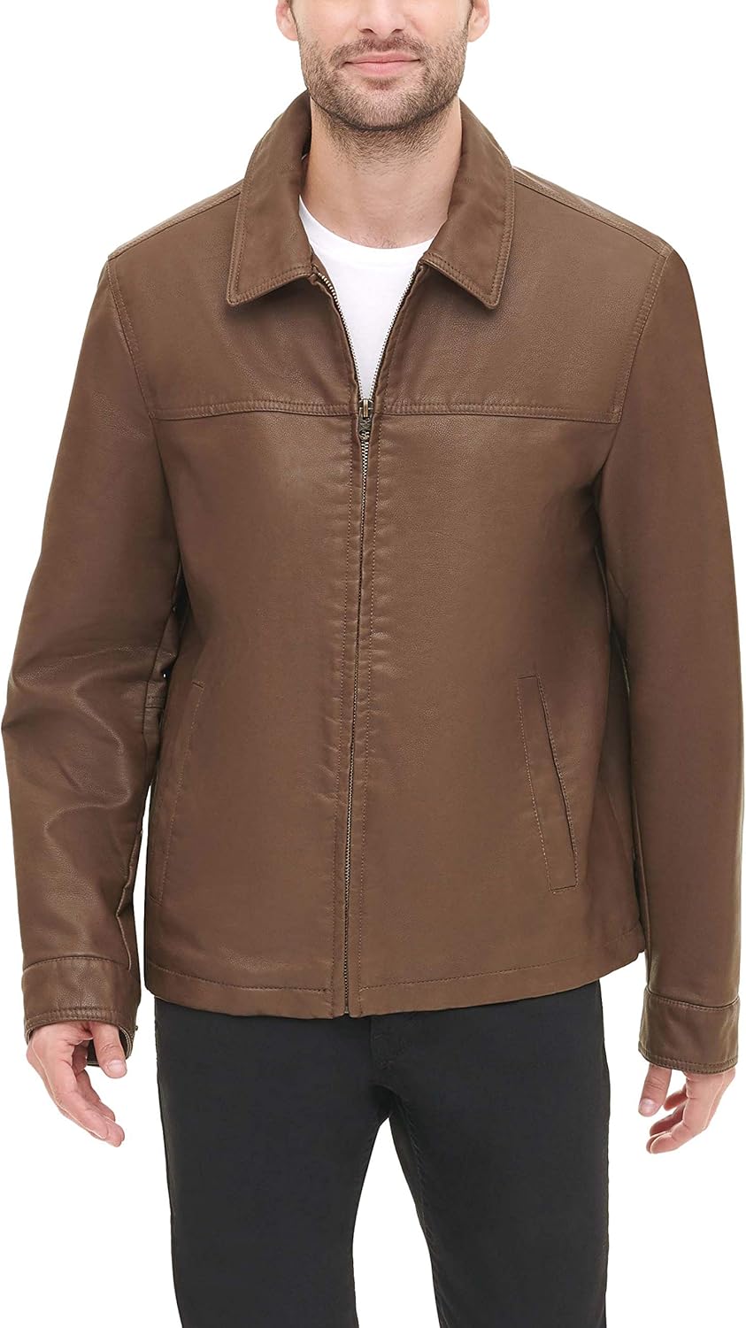 dockers Men's Big & Tall James Classic Faux Leather Laydown Collar