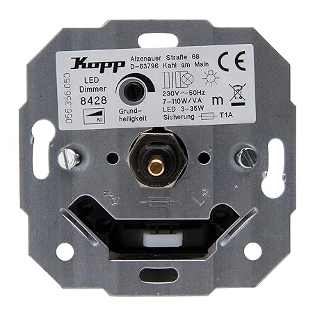 Kopp LED Dimmer Sockel (Phasenanschnittsdimmer) mit Druck-Wechselschalter für dimmbare 230V LEDs von min. 3 bis max. 35 W sow