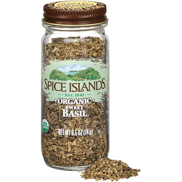 SPICE ISLANDS ORGANIC BASIL, 0.5 OUNCE