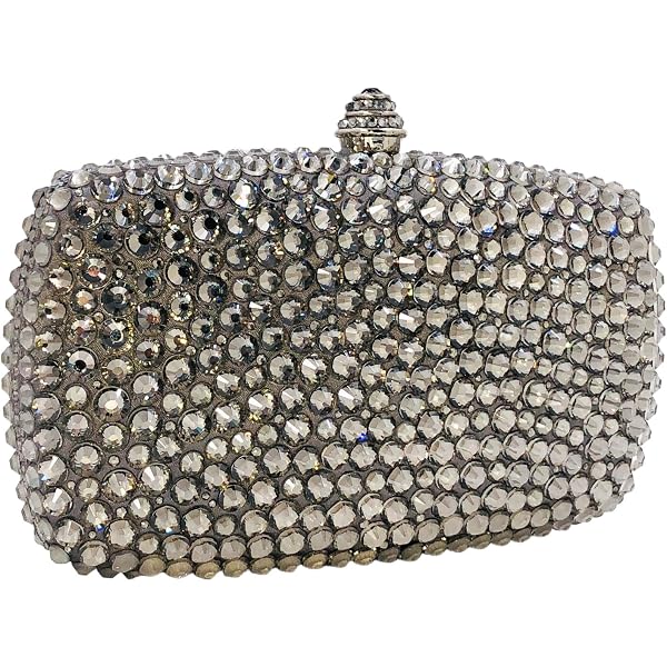 Mini Pochette De Soirée Strass Marron Boutique De FGG - Sac De Bal, Mariage, Fête - Avec Chaîne Amovible
