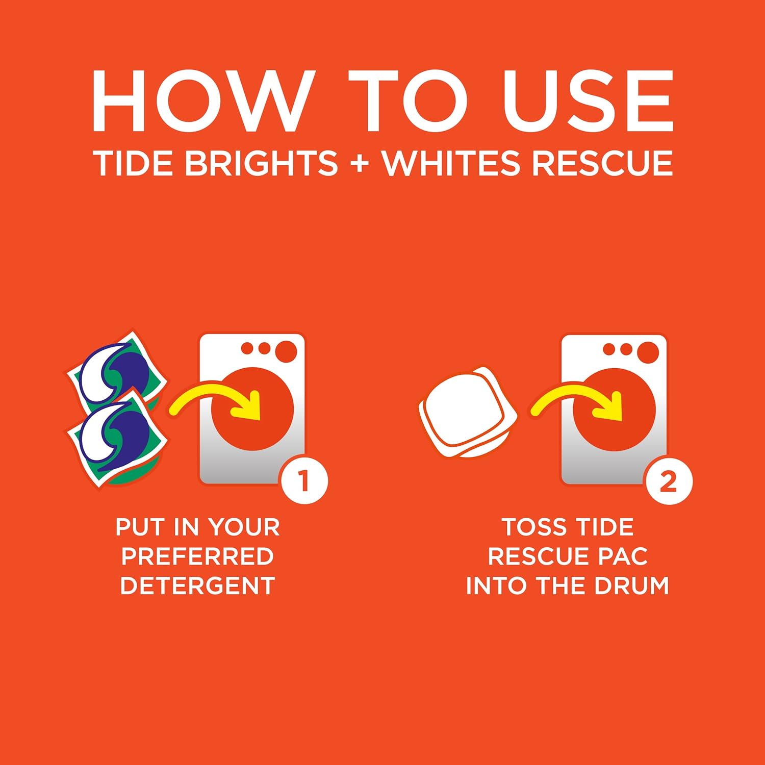 Tide Bright + Whites Rescue In-wash Laundry Booster Pacs, 27Count (Packaging May Vary): Health & Personal Care
