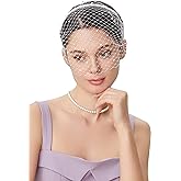 BABEYOND 1920s Women Flapper Fascinator Mesh Veil Headband with Rhinestone | Mesh Fabric, Rhinestone Detail, Bendable Metal Headband, Lightweight, Gatsby Party, Tea Party, Cocktail, Halloween Costume