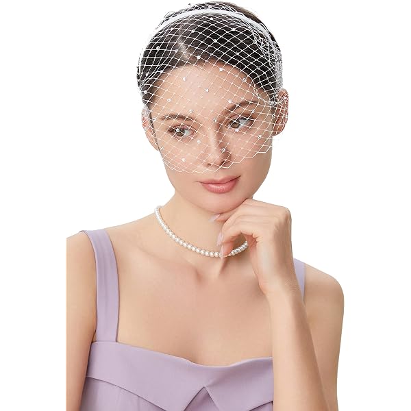 6273 1920s Fascinator Mesh Flower Pearl Veil Headband Bridal Wedding Tea BABEYOND 1920s Fascinator Mesh Flower Pearl Veil Headband  main image 3