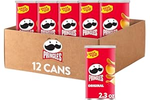 Pringles Potato Crisps Chips, Lunch Snacks, Office and Kids Snacks, Grab N' Go, Original (12 Cans)