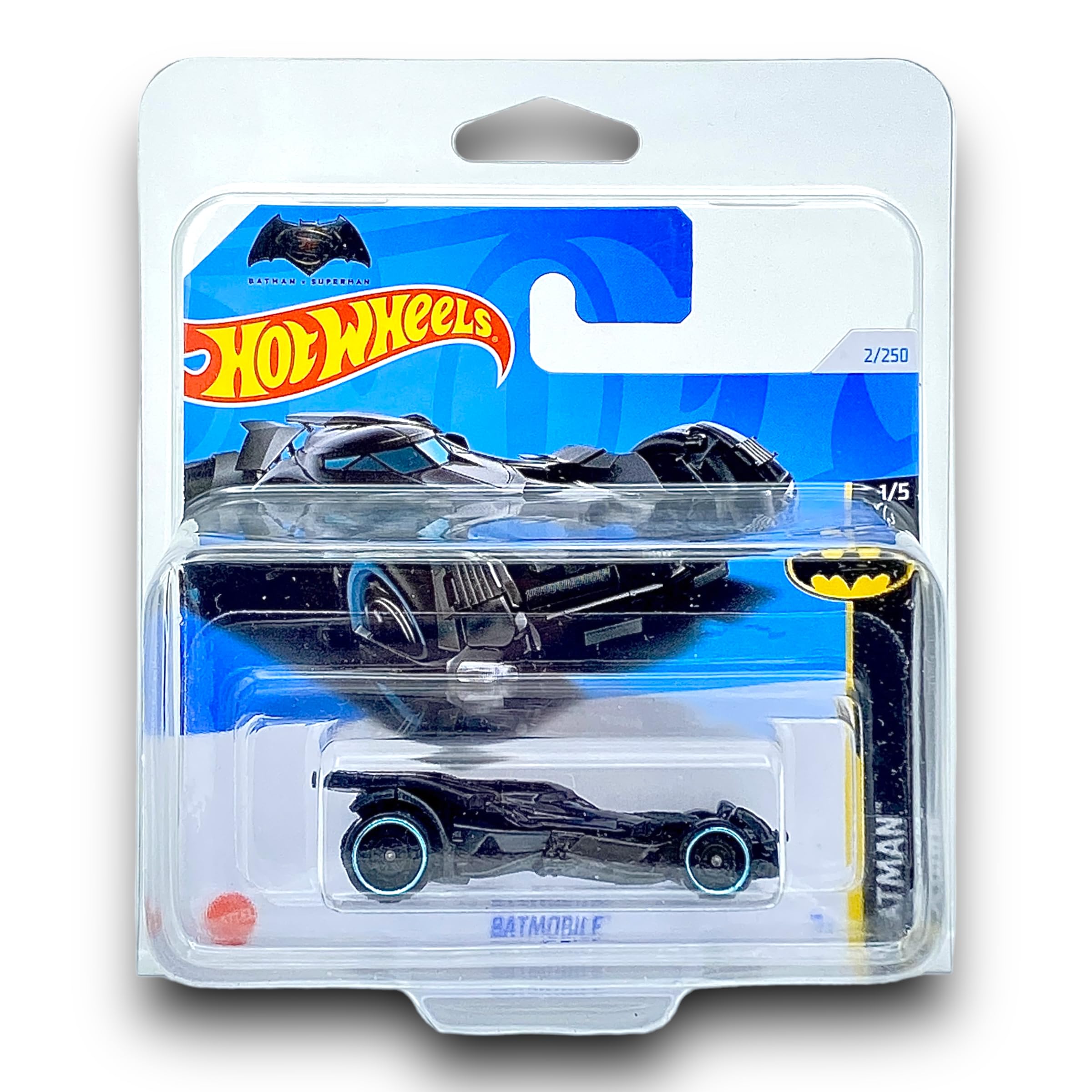 Hot Wheels Batmobile (Black) 1/5 Batman - 2024-2/250 (Short Card) - COMES IN A KLAS CAR KEEPER SHORT CARD PROTECTOR CASE - HTB21