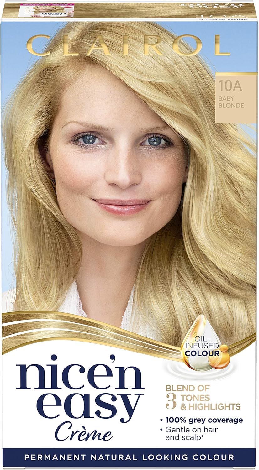 Clairol Nice'n Easy Crème Permanent Hair Dye, 10A Baby Blonde, 260g, 260 g (Pack of 1)