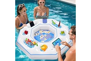 Lanathel Octagonal Inflatable Game Table with Waterproof Playing Cards, Inflatable Pool Bar Games for Adults, Floating Portab
