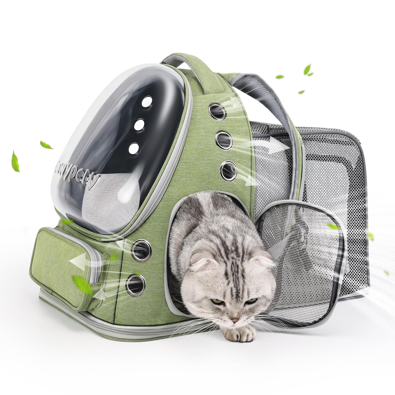 Photo 1 of Cawypety Expandable Cat Backpack,Cat Bubble Backpack Carrier for Carrying Cats, Pets and Small Dogs,Airline-Approved,Designed for Travel, Hiking, Walking,Car