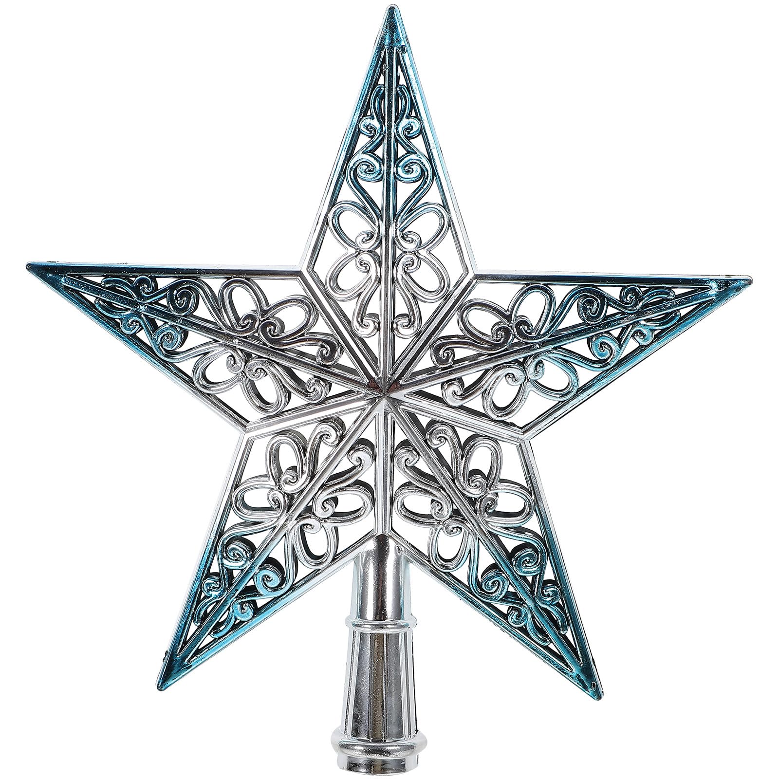 Cabilock Christmas Glitter Tree Star for Christmas Tree Topper W 20cm/8 Inch Hollow Star Hollowed-Out Glittering Xmas Tree Topper Ornaments Decorations - Silvery Blue