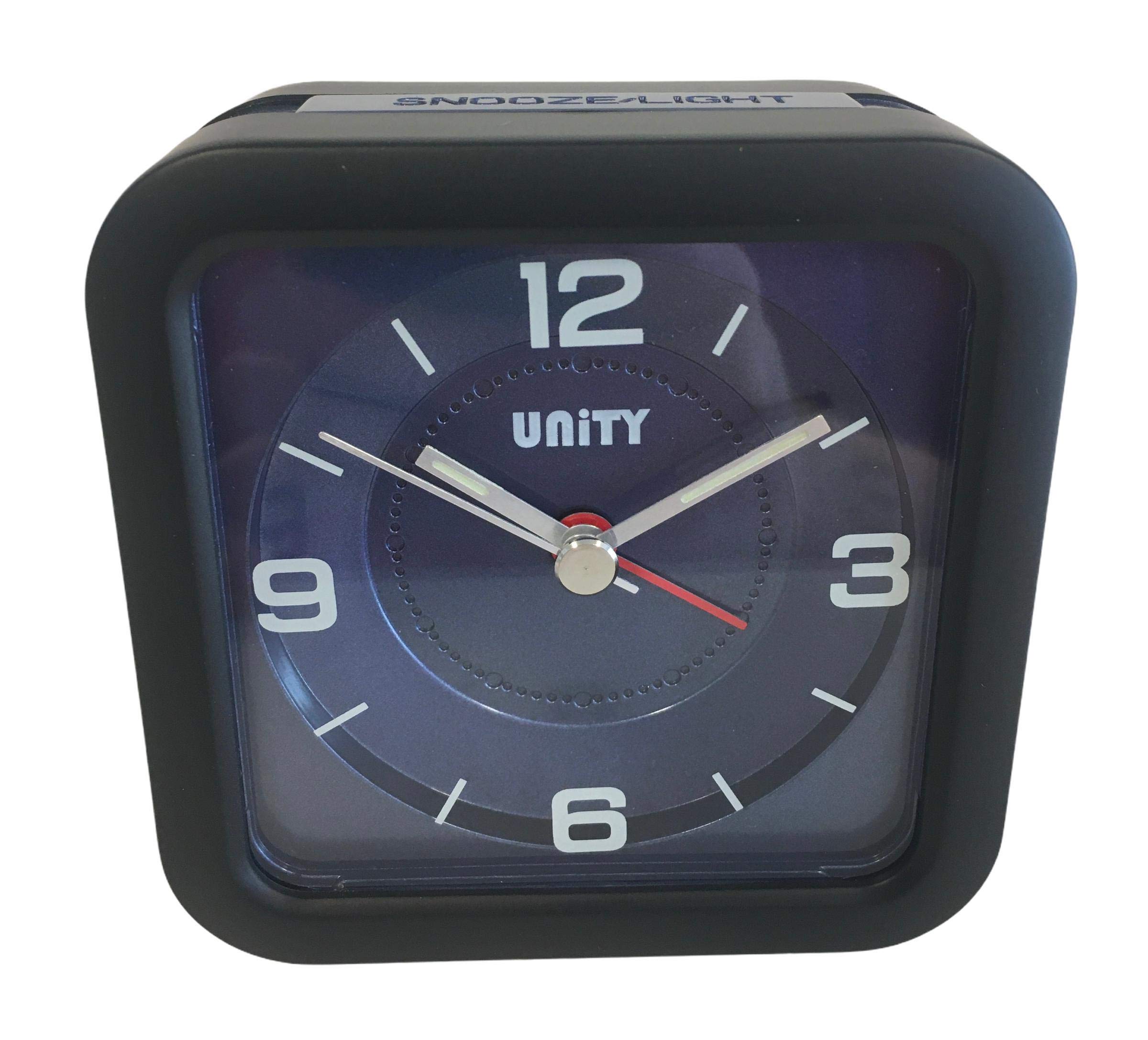 Unity Square Beep Alarm Clock-49021, Blue & Black, 9.5 x 9.5 x 4.5 cm