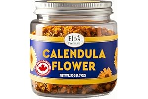 Calendula Flowers 30g in Jar – 100% Natural and Dried for Skincare, DIY Beauty Products, and Soothing Herbal Infusions by ELO
