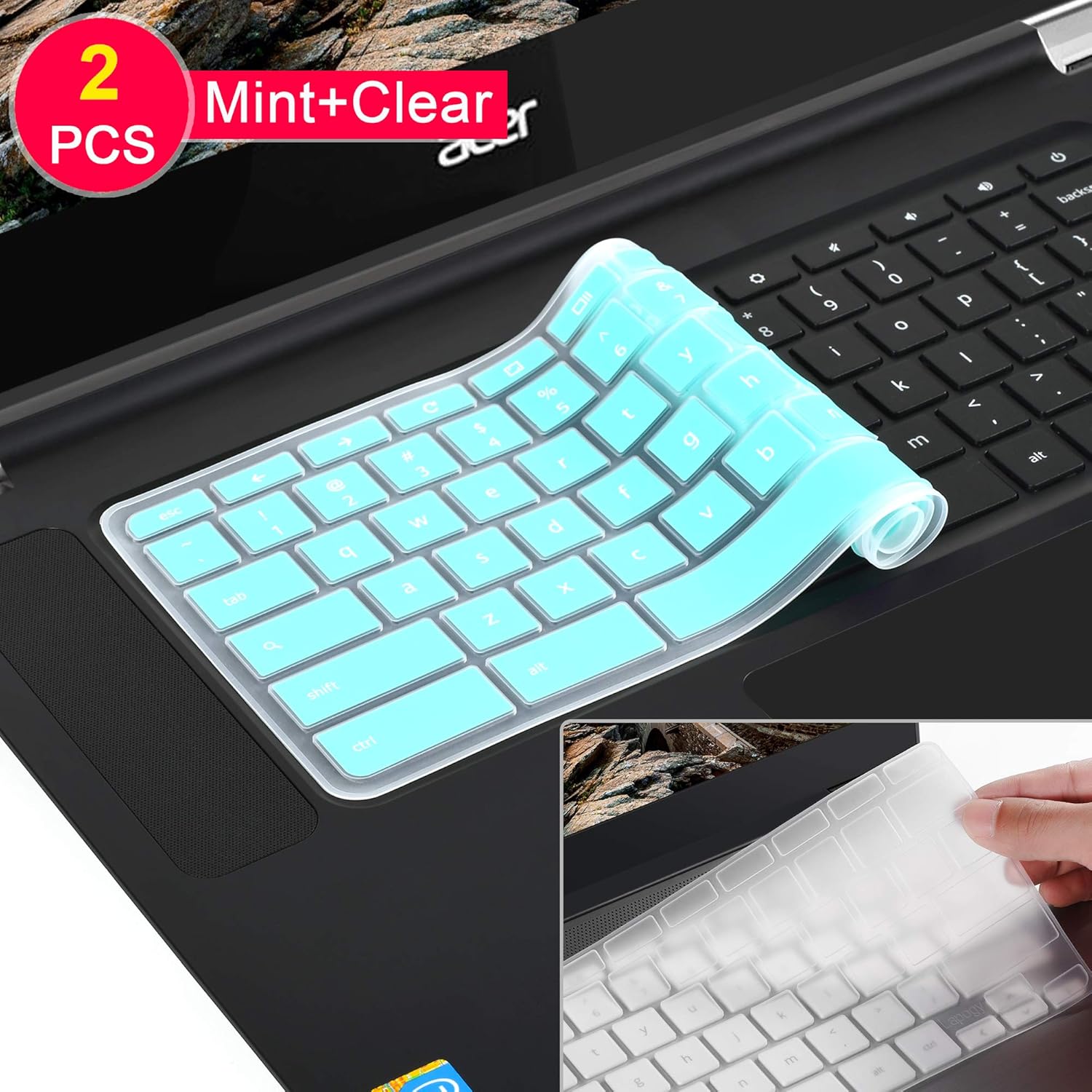 Lapogy Lenovo Chromebook Keyboard Cover for Lenovo Flex 11 Chromebook C330 Keyboard Cover, Lenovo Chromebook N20 N21 N22 N23 11.6 inch Chromebook, Lenovo Chromebook N42 N42-20 14 inch Chromebook(Mint)