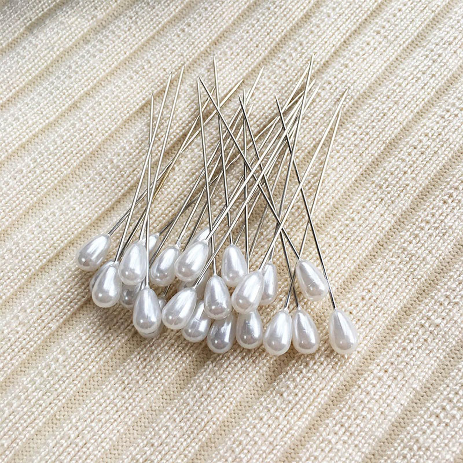 Zlongron 100 Pieces Hijab pins, Long Teardrop Pearl Head pins, Boutonniere pins, Buttonhole pins, can Also be Used for Jewelry Making Sewing Wedding Floral Decorations and DIY Crafts
