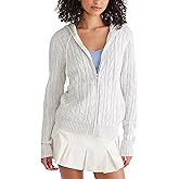 Aeropostale Women's Zip Up Cable Sweater
