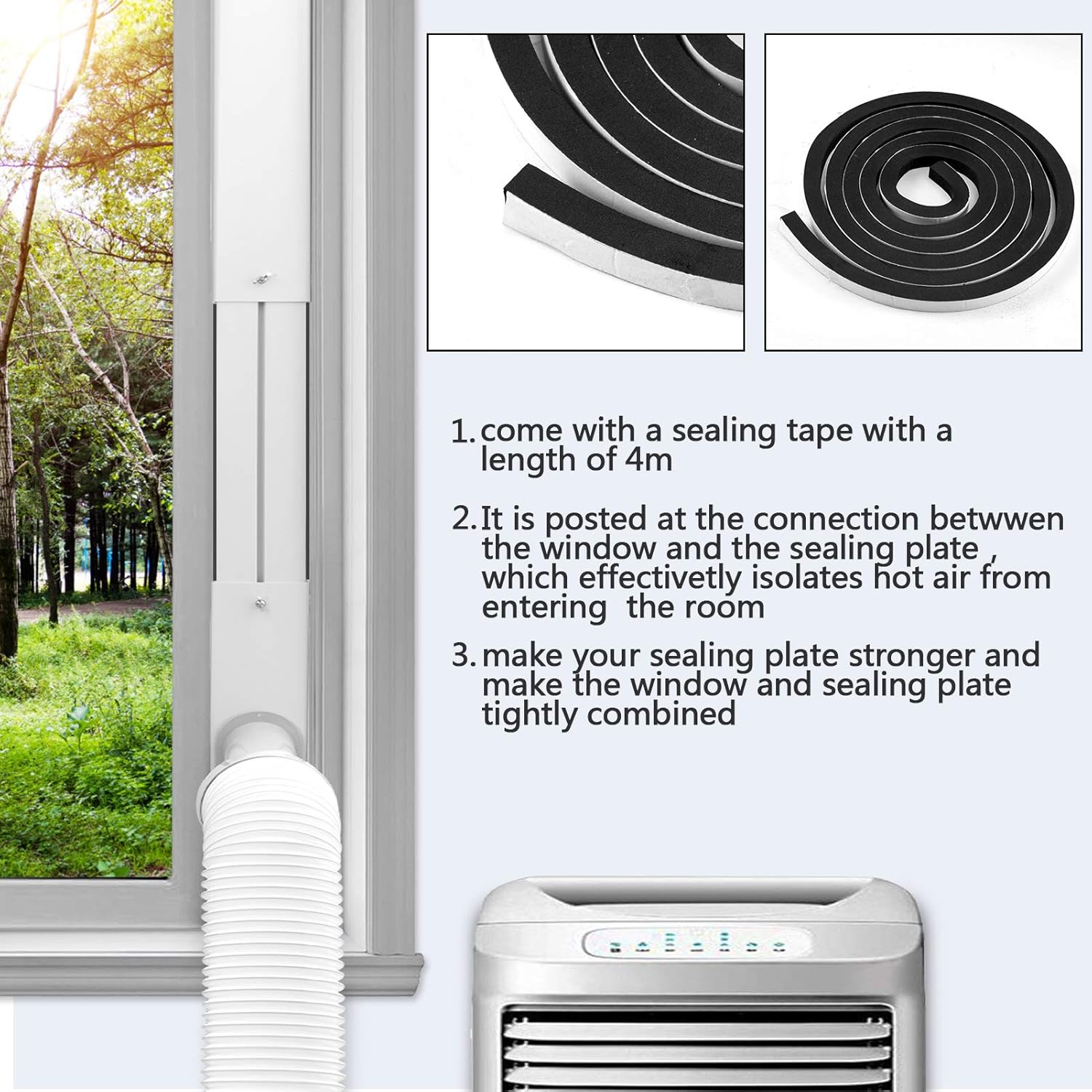 habibee Portable Air Conditioner Window Vent Kit, Kit Plate for Portable Air Conditioner, Adjustable Length Portable AC Vent Kit for Exhuast Hose of 13cm/5.1 Inch: Home & Kitchen