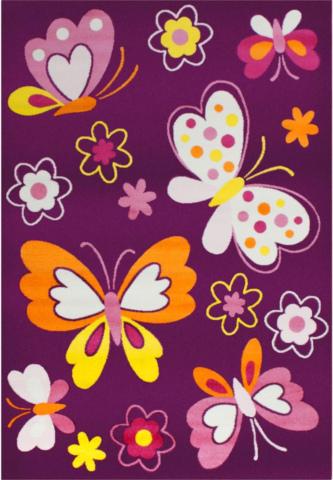 Taleta Babe Collection Children Butterfly Design Colorful Turkey Area Rug For Living Room Bedroom,Purple,80x150cm