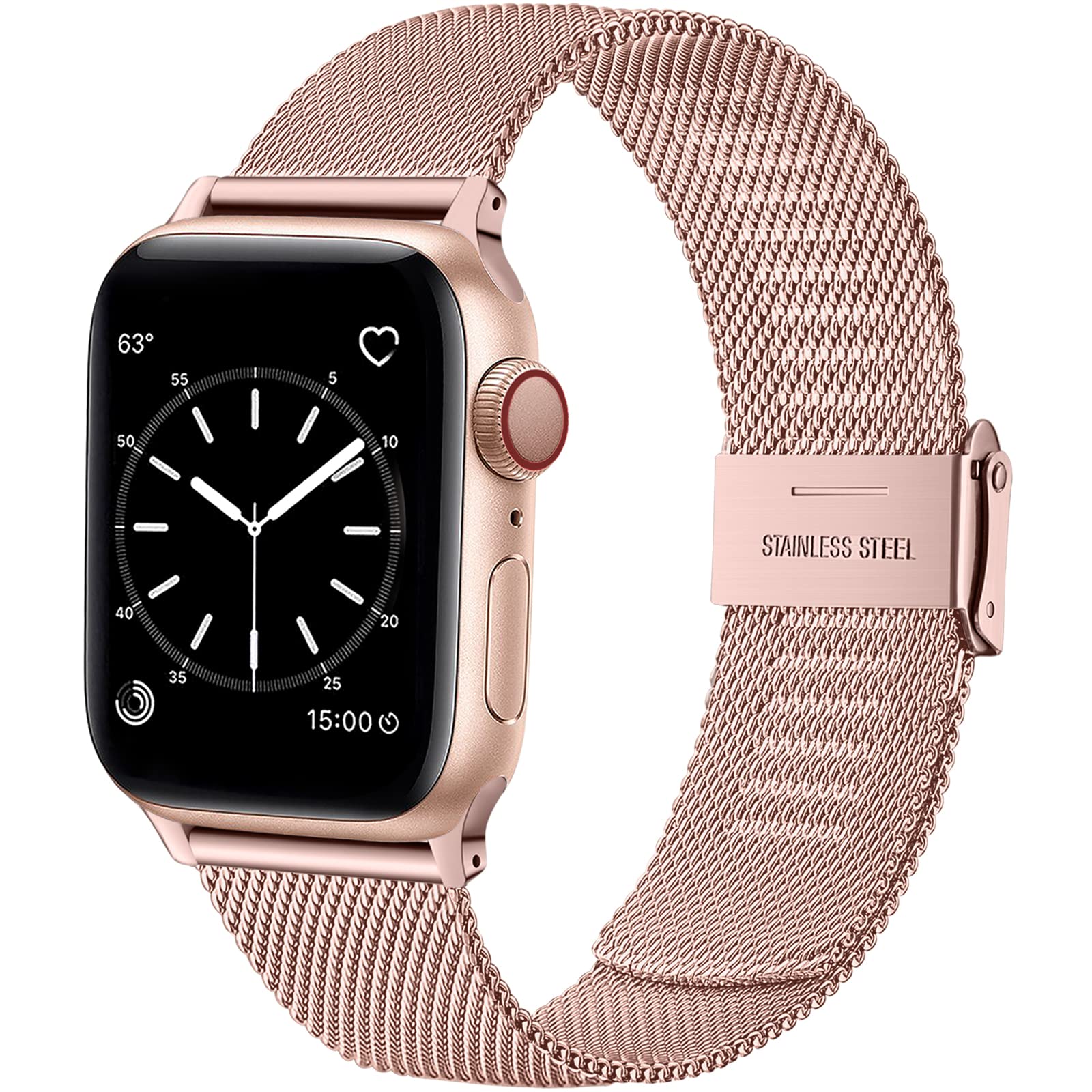 Wepro Straps Compatible with Apple Watch Strap 45mm 44mm 42mm 46mm 49mm for Women/Men, Classic Mesh Business Metal Replacment Strap for Apple Watch SE/Ultra/Ultra 2/Series 9 8 7 6 5 4 3 2 1, Rose Pink