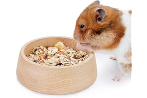Niteangel Wooden Hamster Feeding Bowl - Small Animal Food Dish for Dwarf Syrian Hamsters Gerbils Mice Degus or Other Similar-Sized Small Pets (Hammy Pattern, for Syrian)