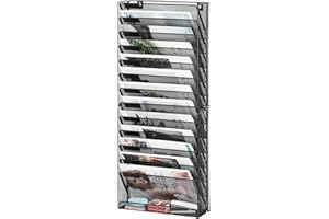 Solinxe Dossiers suspendus à 14 niveaux, organiseur de documents, porte-papier mural, porte-revues, organiseur de fichiers en