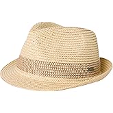 Fancet Packable Straw Fedora Panama Sun Summer Beach Hat Cuban Trilby Men Women 56-67cm