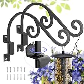 Swivel Plant Hangers Outdoor: 2 Pack 16 Inch Hanging Plant Bracket, Black | 40 Lbs Heavy Duty Swivel Plant Hanger, 16 Inch Wide Iron Base, Indoor Outdoor Wall Mount for Bird Feeder Planter Lantern