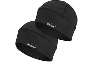 Headshion Cooling Skull Caps for Men Women,2-Pack Lightweight Beanie Helmet Liner Sleep Cap