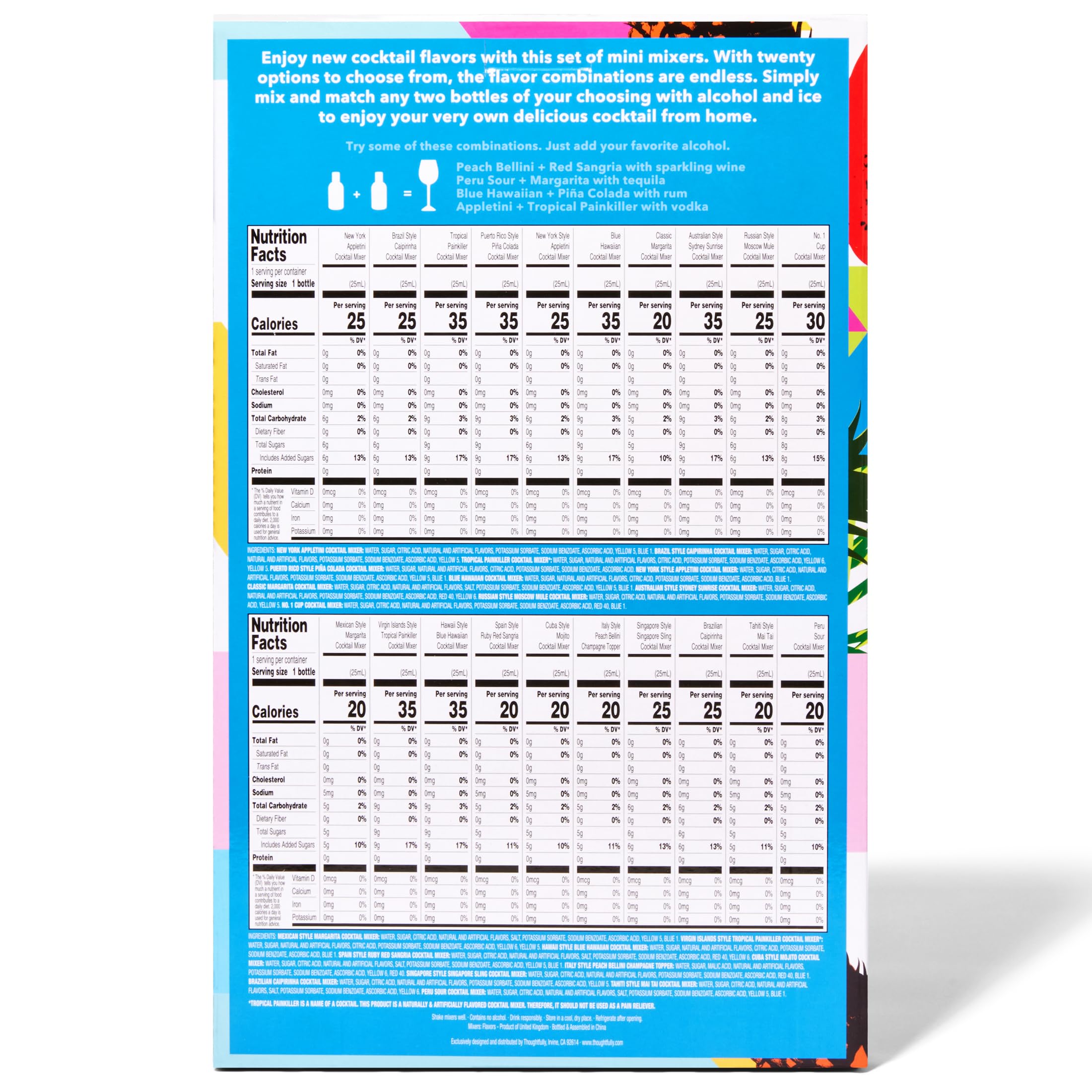 Thoughtfully Cocktails, Mix and Match Mini Sampler Cocktail Mixer Set, Vegan and Vegetarian, Tropical and Classic, Set of 20 (Contains NO Alcohol) - Image 7