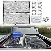 Muslogy Truck Bed Cargo Net Trunk Netting Compatible with Pickup Bed Stretchable 4'x4' to 7'x7' Accessories, Pickup Cargo Organizer SUV Sedan Storage Net w/Heavy Duty Carabiners