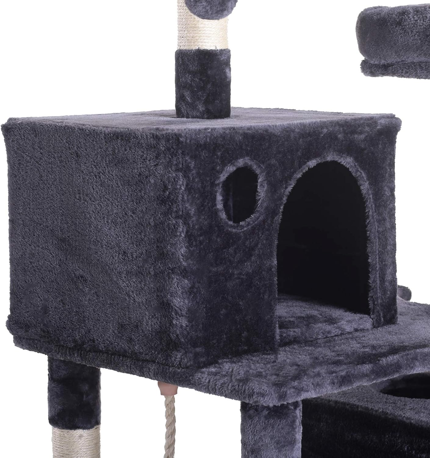 Hey-brother Large Multi-Level Cat Tree Condo Furniture with Sisal-Covered Scratching Posts, 2 Bigger Plush Condos, Perch Hammock for Kittens, Cats and Pets Smoky Gray MPJ020G : Pet Supplies