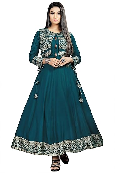 Women's Jacket Style Rayon Anarkali Kurta