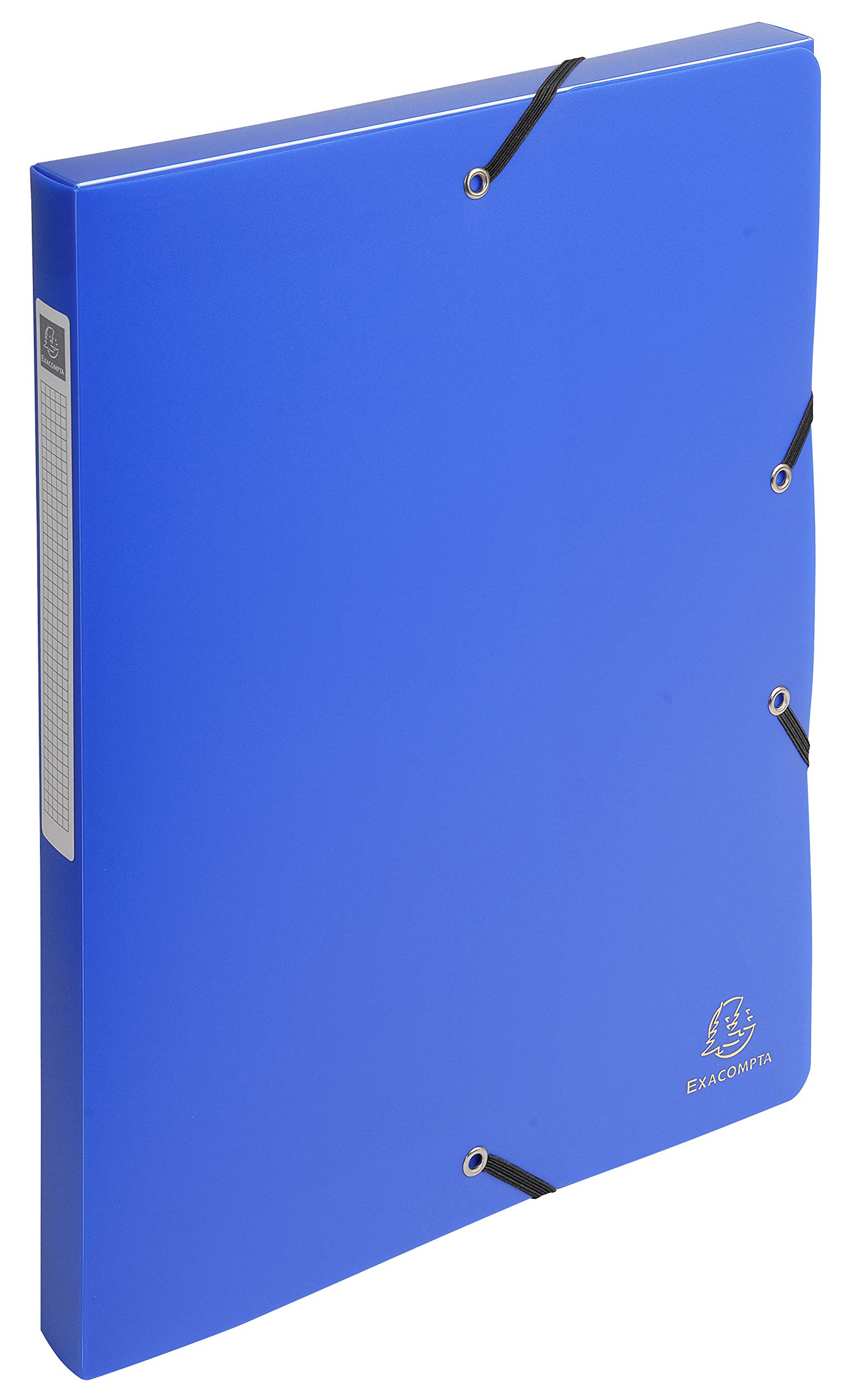 Exacompta - Ref 59682E - Uni PP Elasticated Filing Box - 250 x 330mm in Size, Suitable for Holding A4 Documents, 25mm Spine, Opaque Polypropylene, Spine Label - Blue