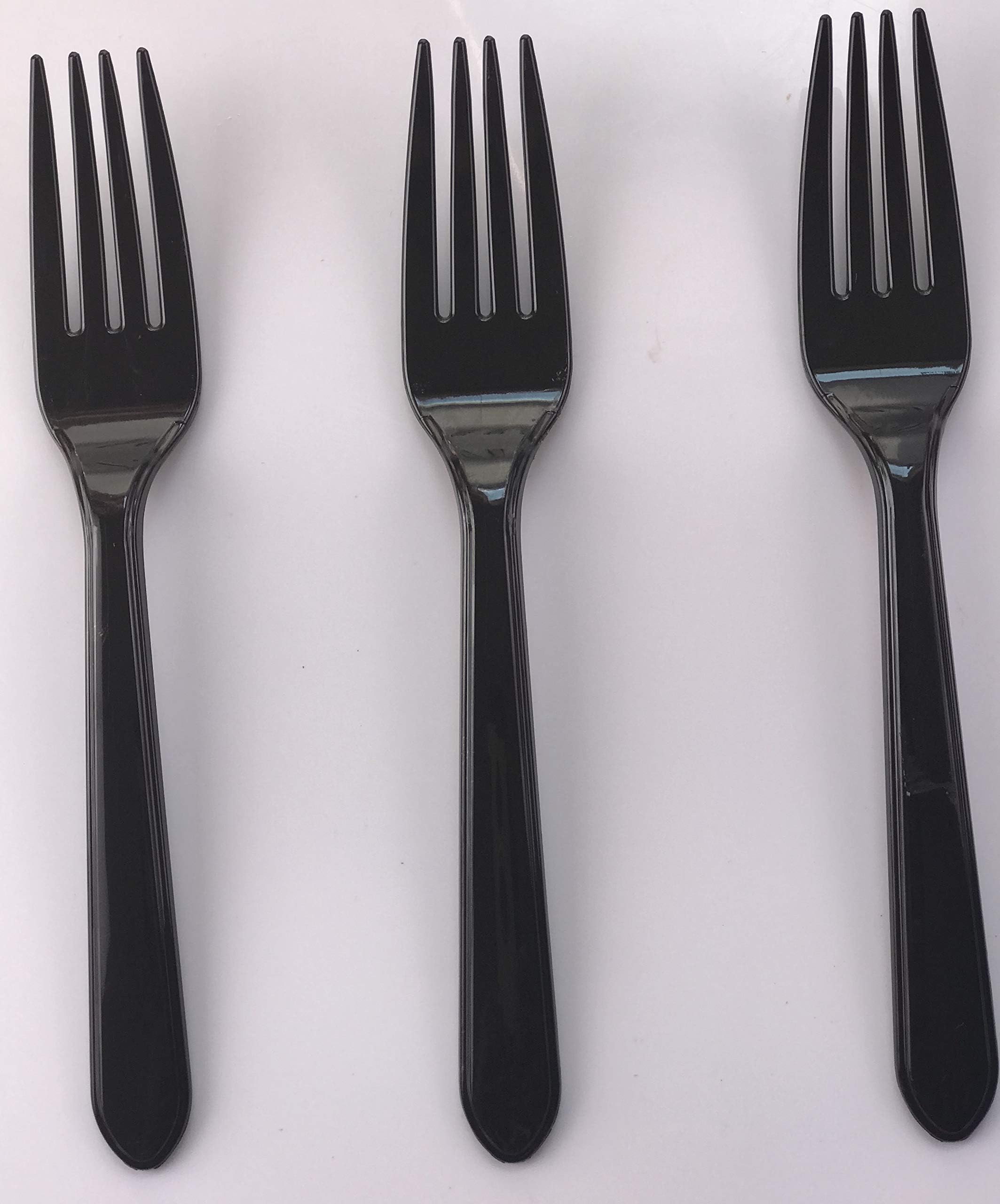 100 x Black Plastic Forks Strong Heavy Duty Reusable Disposable Dessert Dinner Starter Cutlery