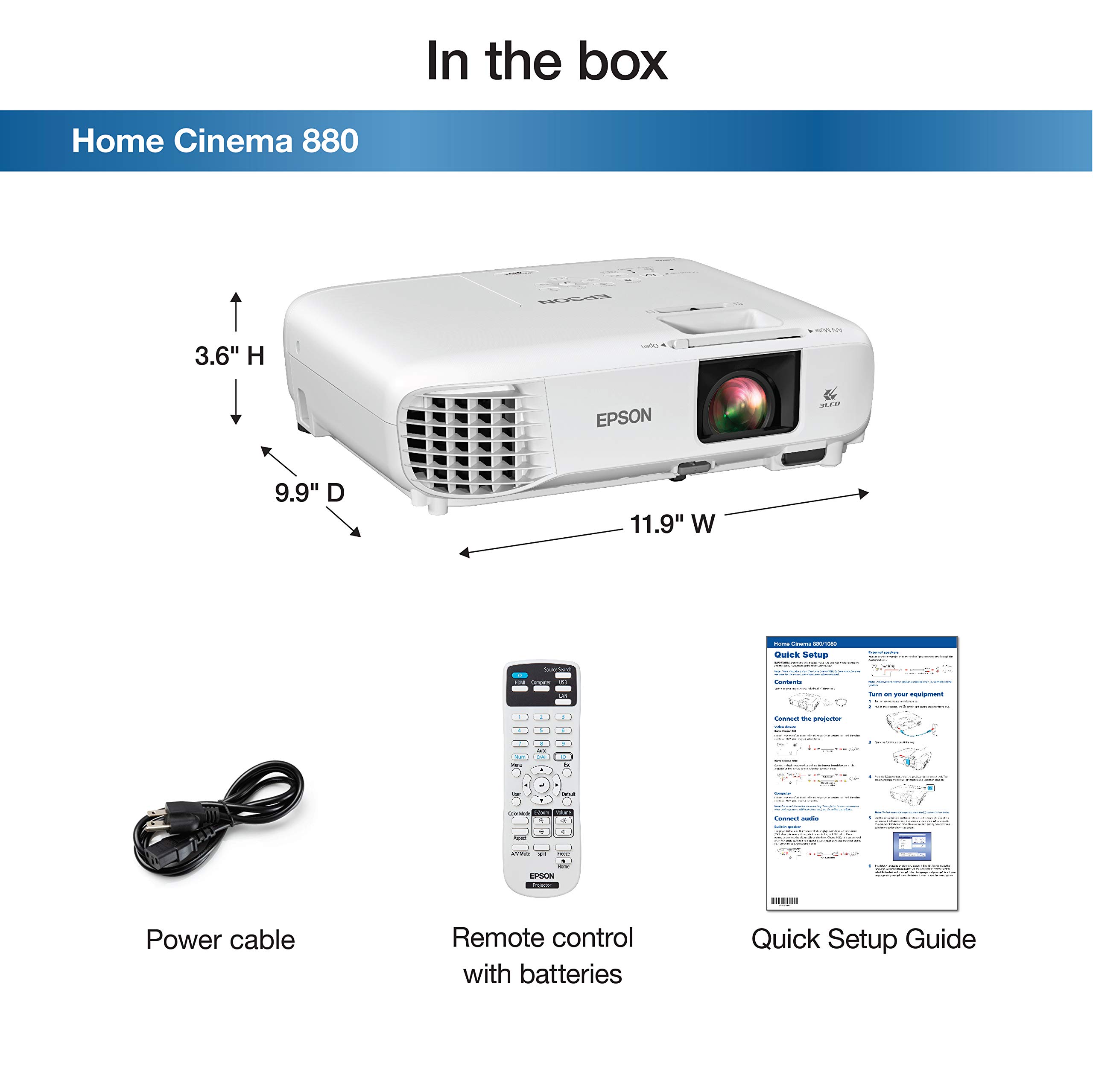 Epson Home Cinema 880 3chip 3LCD 1080p Projector, 3300 Lumens Color