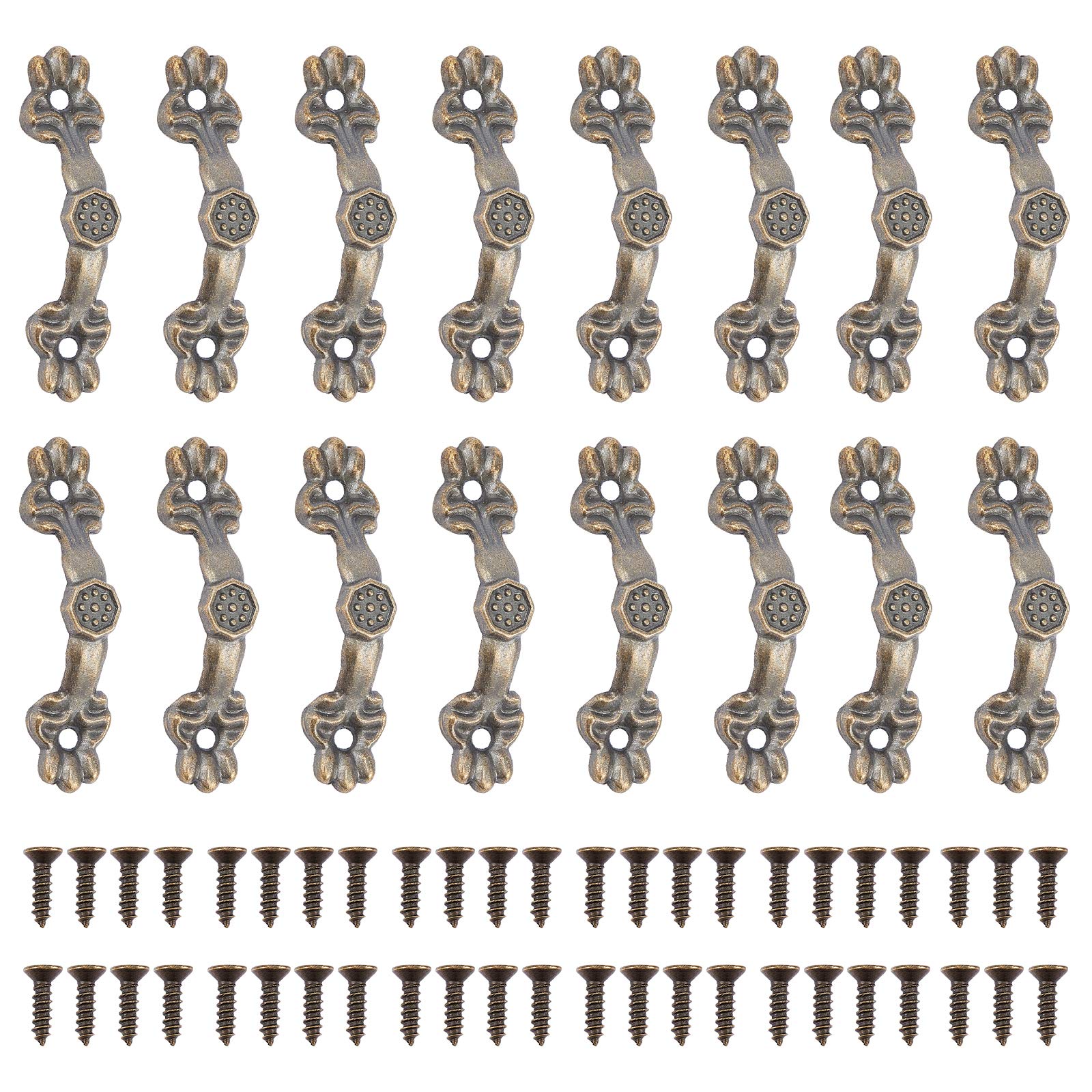 CHGCRAFT 40Pcs Small que Handle Pull Small Brass Decorative Jewelry Box Drawer Cabinet Knob Pull with 80 Screws que Bronze