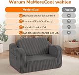 MeMoreCool Corduroy Kids Couch Sofa Folding Toddler Chair Bed Grey view 6
