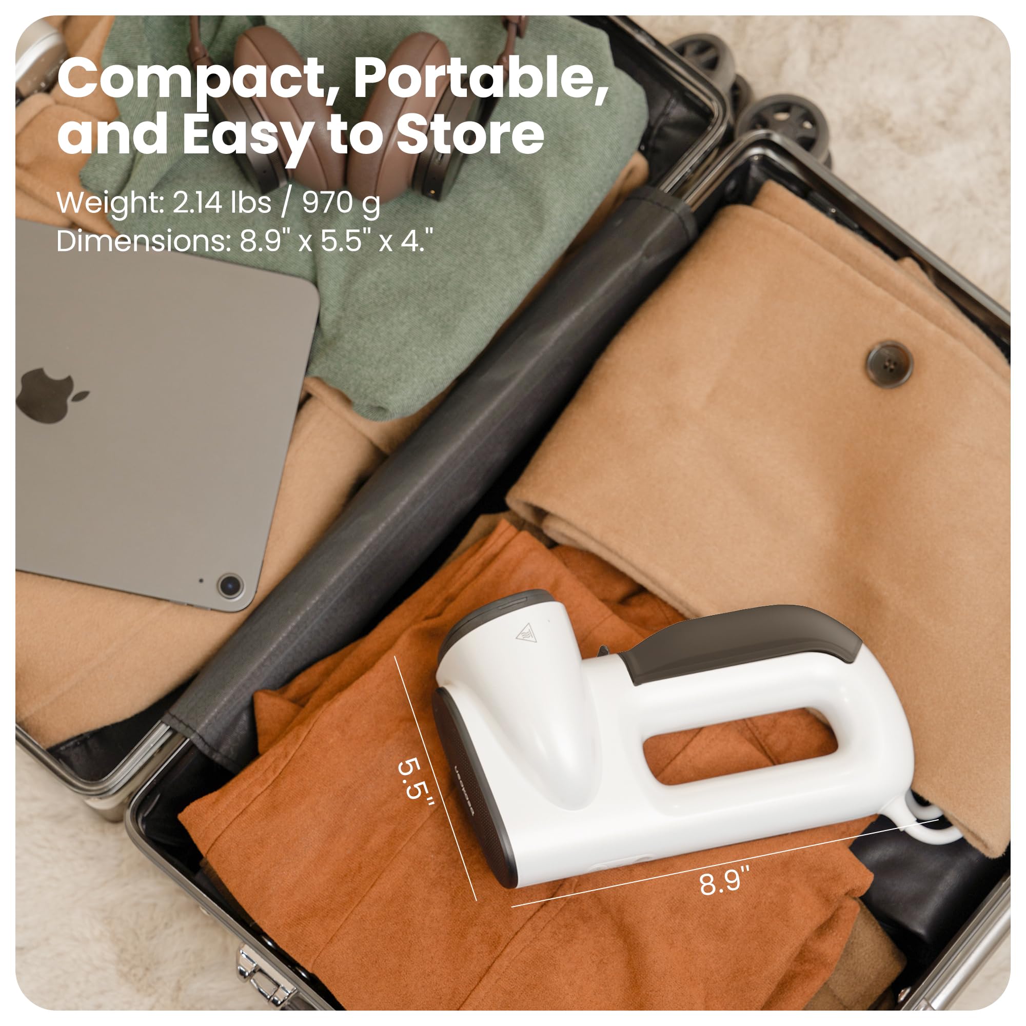 Neakasa Magic 1 Vacuum Steamer, Handheld Travel Garment Steamer for Clothes, 2300Pa Suction for Fabric Grip, Featuring Exclusive AirIron Technology (for 110-120V Use)