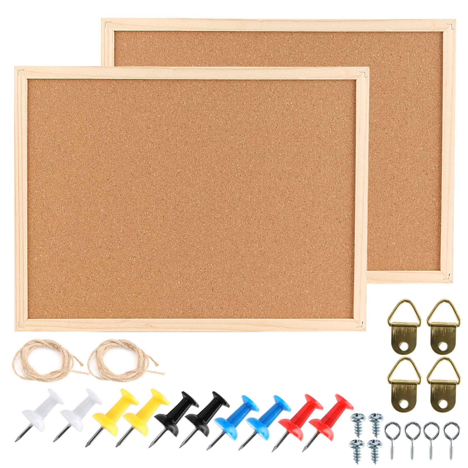 SEUNMUK 2 Pack 30 x 40 cm Large Cork Board, Cork Notice Boards A3 Pinboards with Push Pins Bulletin Boards for Wall Hanging and Office Need