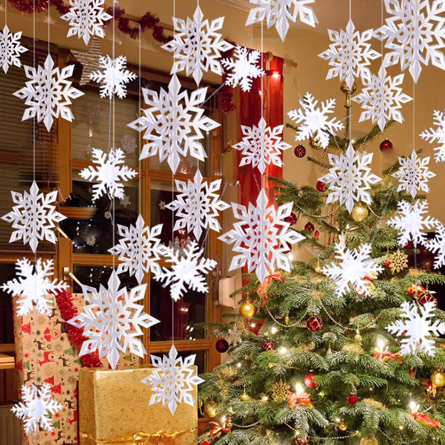 LOKIPA Christmas Ornaments Set of 12 Silver Cute Decorations Ornaments Decor Decor Home Snowflake Snowflake Party Supplies (Snowflake Type 2)