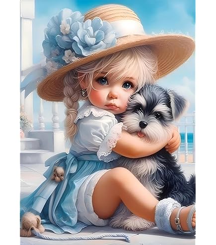 MaiYiYi Full Square Diamond Painting Kit - Cute White Dog Design 11.8x15.7 Inches