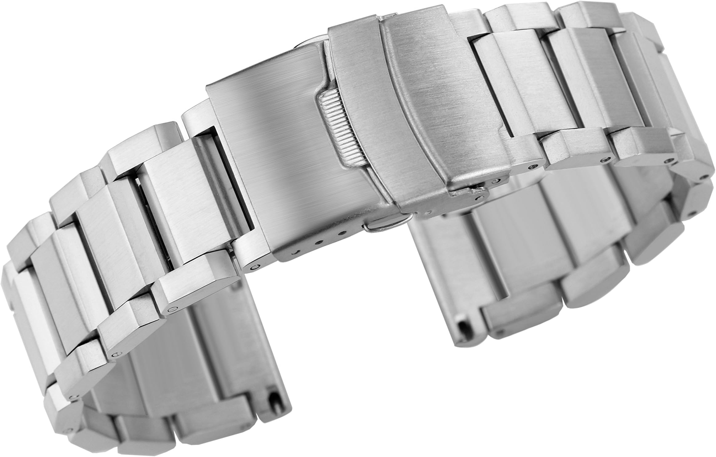 Noble Silver Watch Belts Metal Replacement Band Heavy Type 316L Stainless Steel Brushed Finish