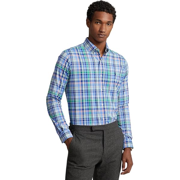 POLO RALPH LAUREN Classic Fit Plaid Oxford Shirt Royal/Blue Multi