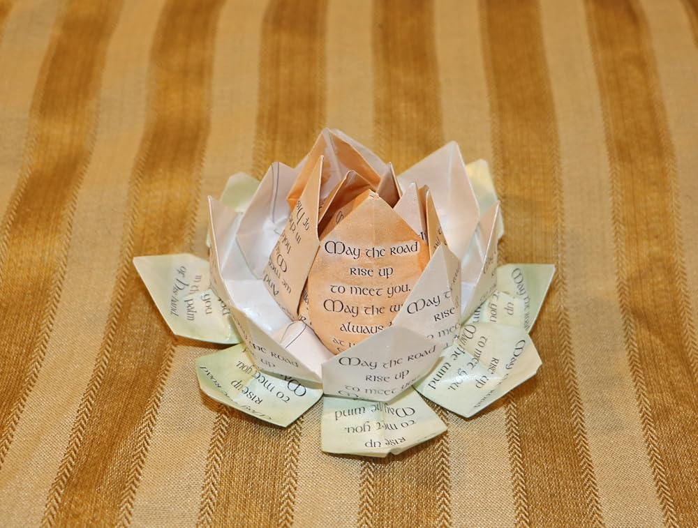 Irish Blessing Origami HandPainted Watercolor Lotus Flower Handmade