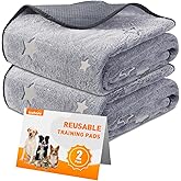 LOOBANI Washable Pee Pads for Dogs, 2 Pack 31 x 36 in Reusable Pee Pads for Dog Mat Puppy Mats Training Non Slip Whelping Mat for Dog Playpen, Crate, Car, Grey