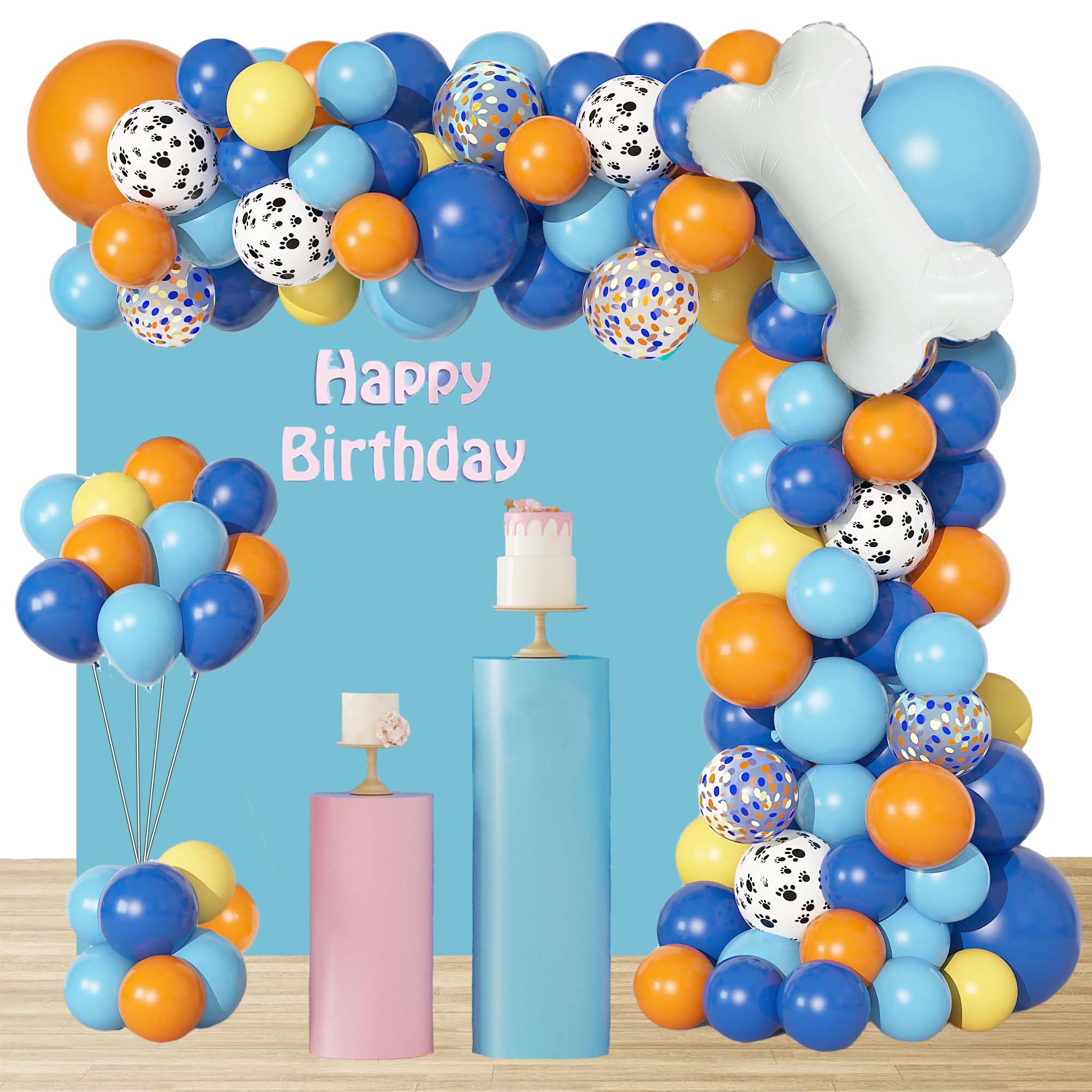 Blue Dog Balloon Arch Garland Kit 138Pcs Latex Balloons Foil Balloons Party Decorations Dog Theme Party Supplies