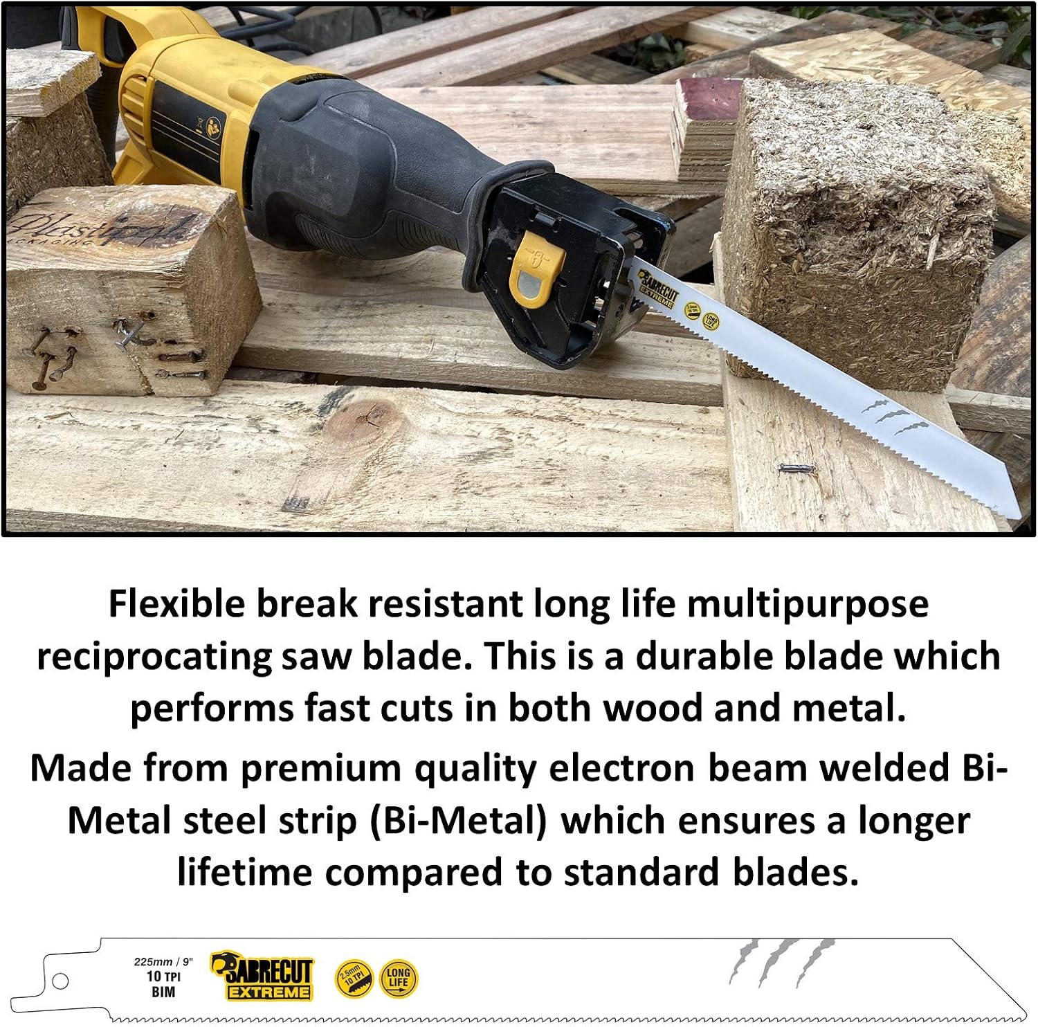 3 x SabreCut SCRSKM3B Mixed 225mm S1110DF S1122HF S1122BF Fast Wood and Metal Cutting Reciprocating Saw Blades - Image 4
