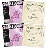 Thomastik-Infeld Spirocore Tungsten and Larsen Cello Set - Cello Strings 4/4 Full Set - Larsen A and D - Spirocore Tungsten Wound G and Single C String - Made in Vienna - Solo